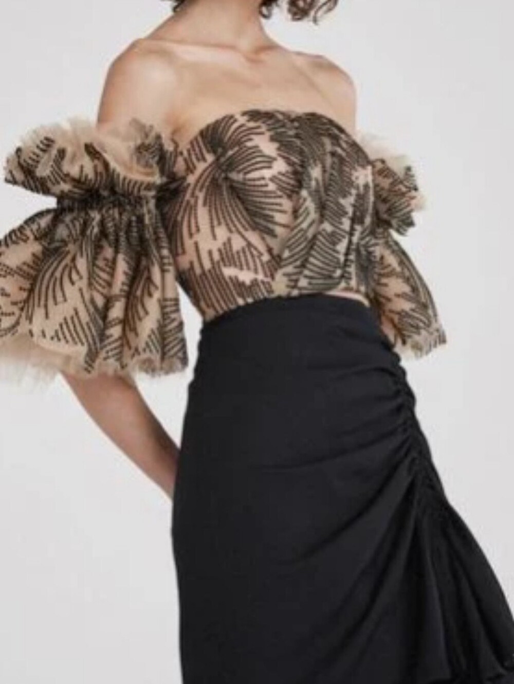 NWOT Acler $295 Marlow Bodice  Crop Top Size US 4 Tan and Black